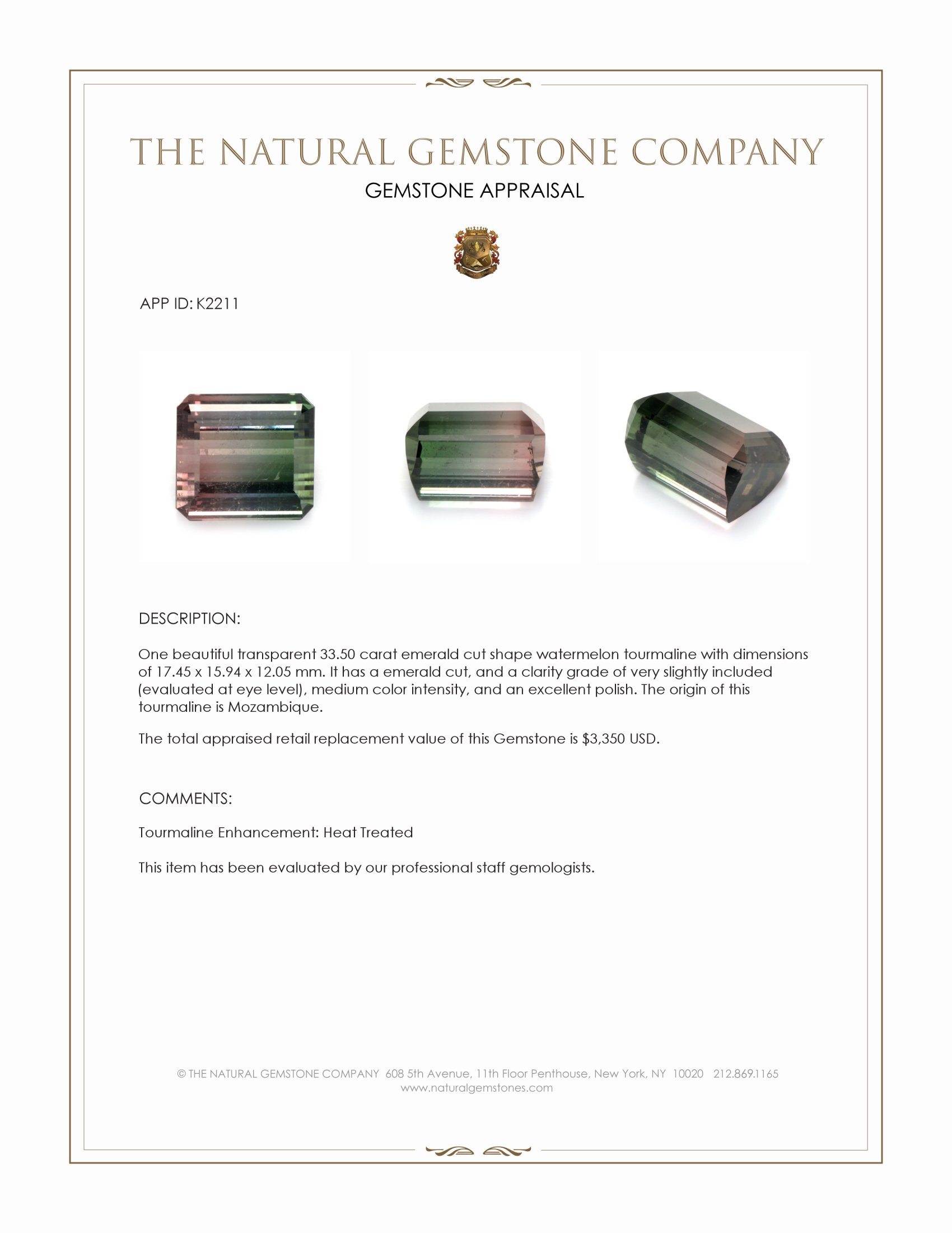 33.50 Ct. Tourmaline from Mozambique