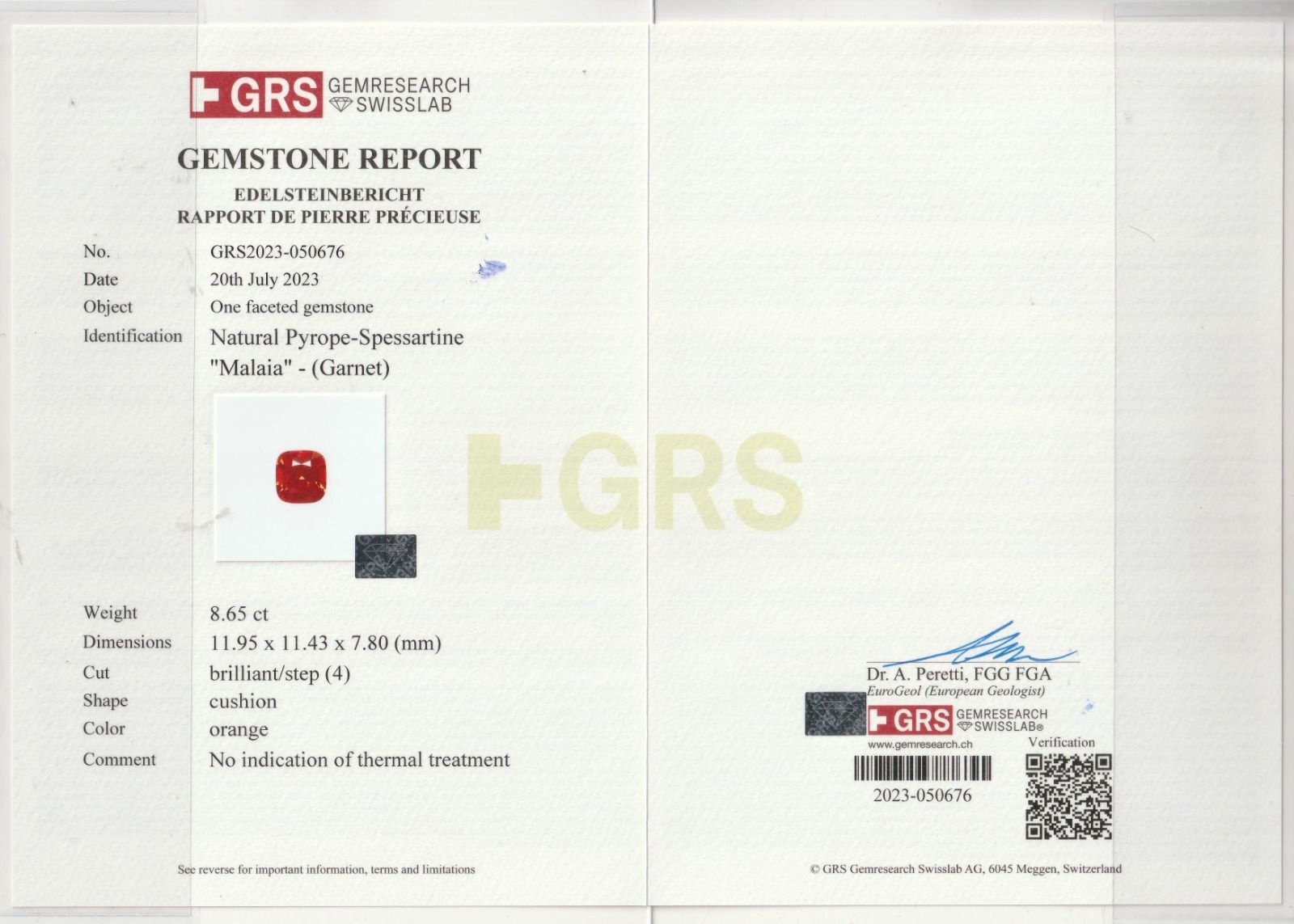 8.65 Ct. Malaya Garnet from Madagascar