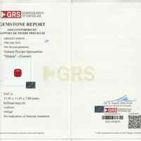 8.65 Ct. Malaya Garnet from Madagascar Scan Report