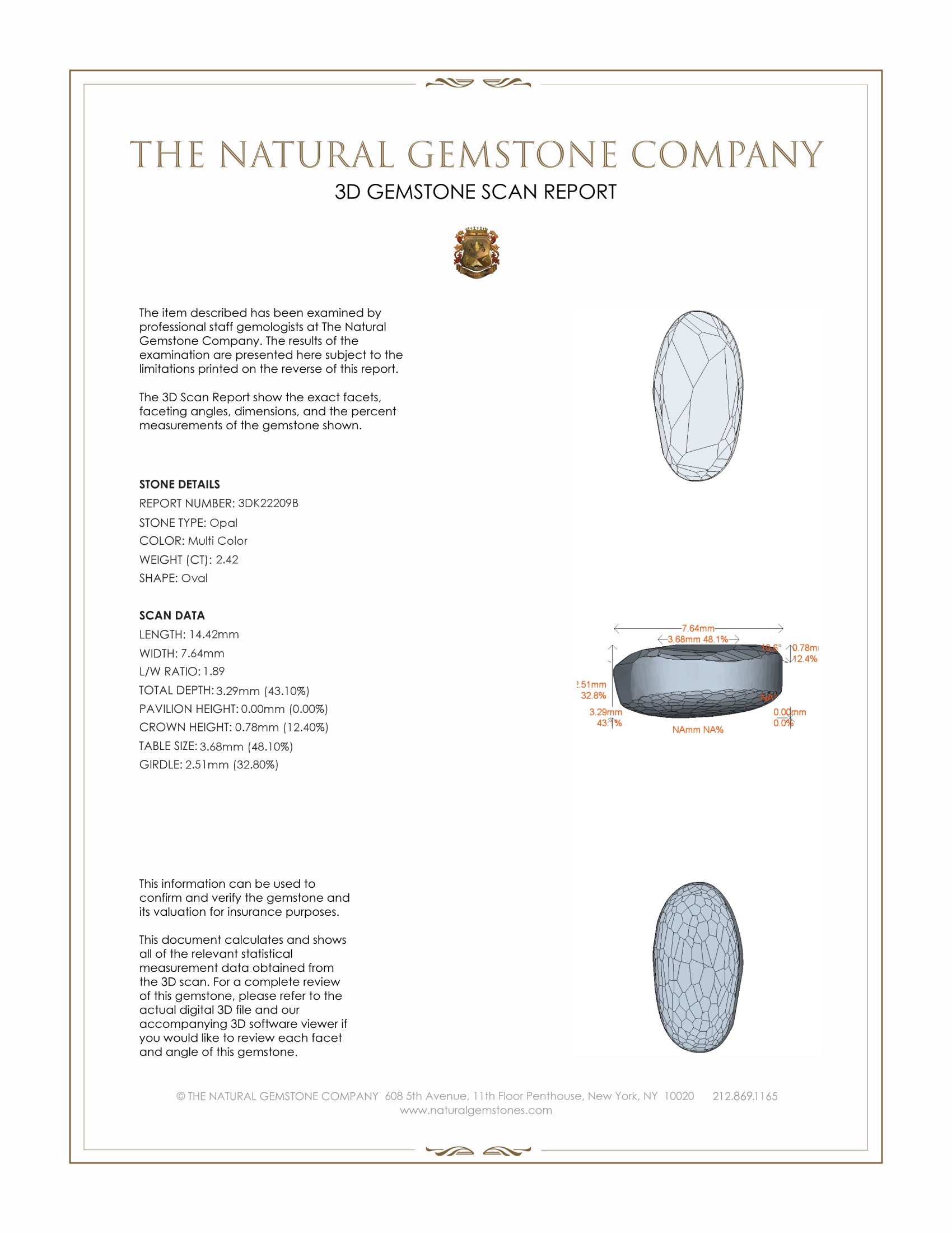 2.42 Ct. Cabochon White Opal from Australia