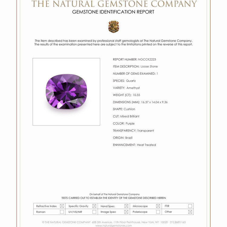 10.55 Ct. Amethyst from Brazil