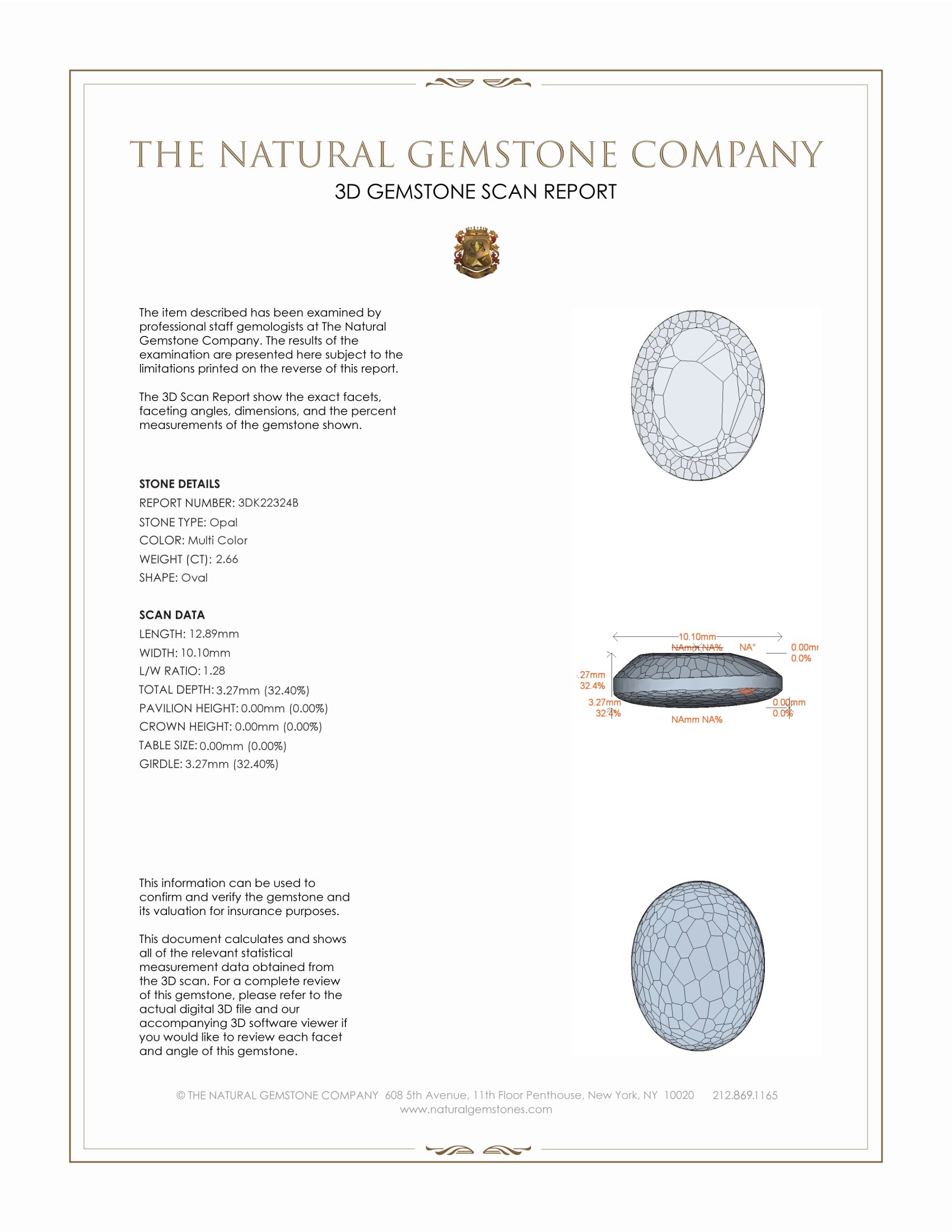 2.66 Ct. Cabochon Semi-Black Opal from Australia