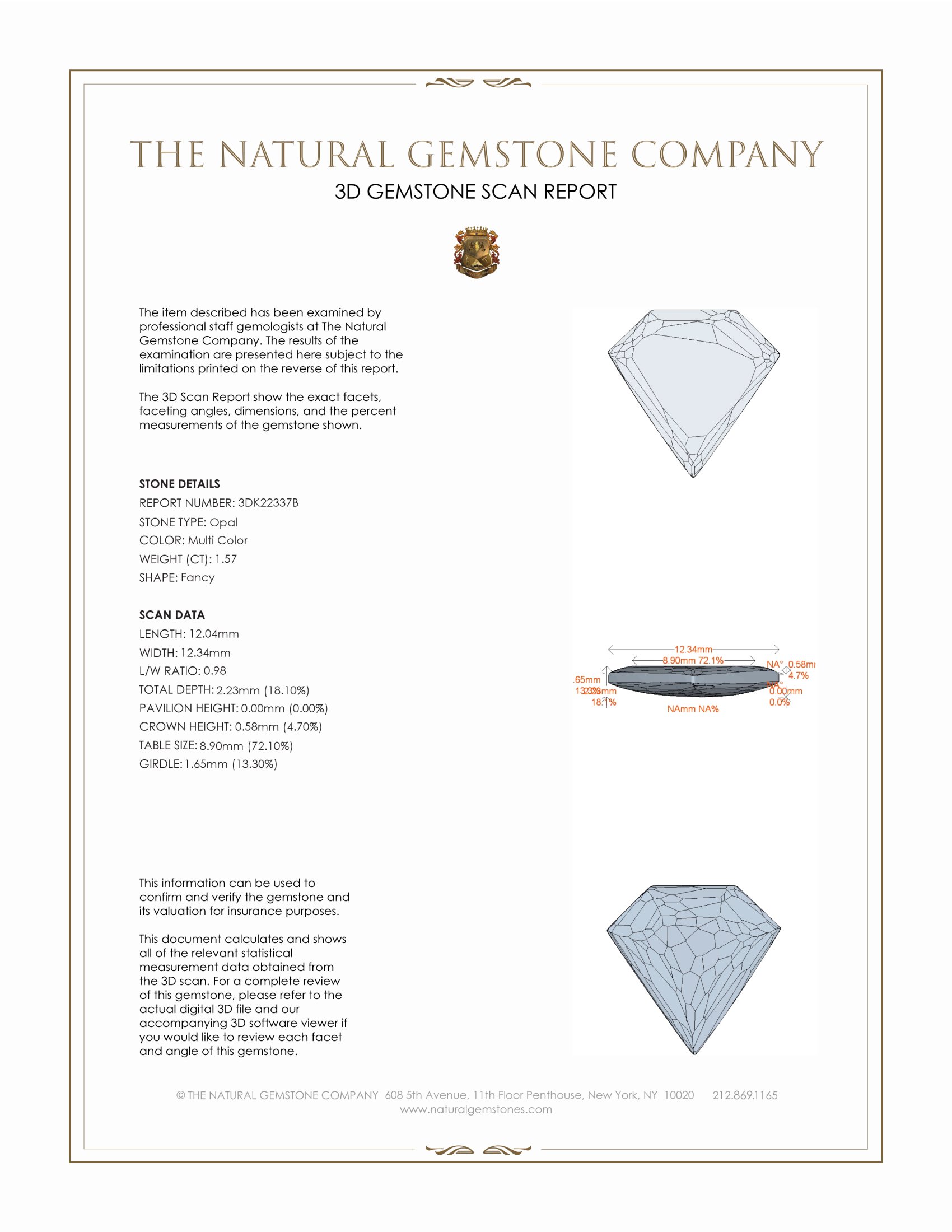 1.57 Ct. Crystal/Jelly Opal from Australia