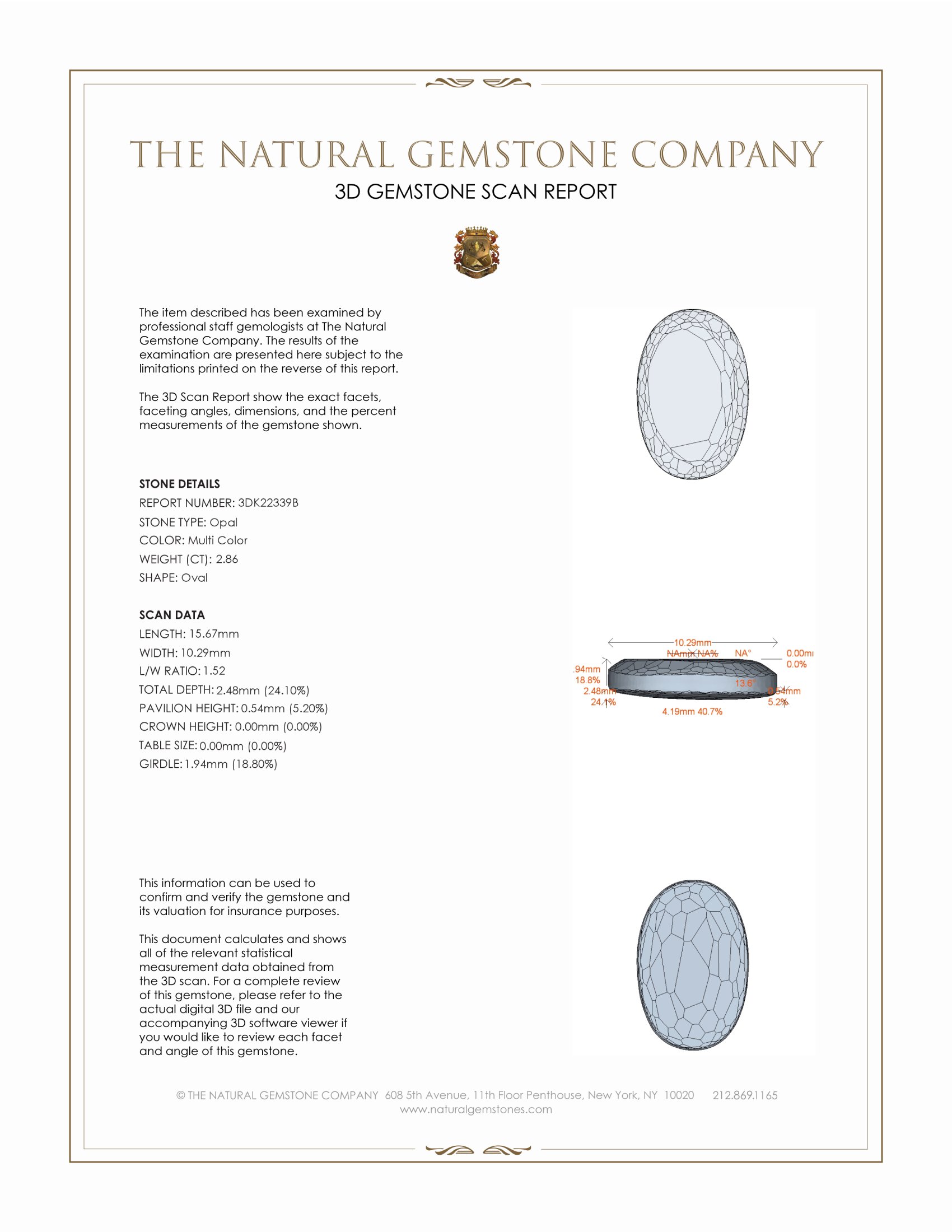 2.86 Ct. White Opal from Australia