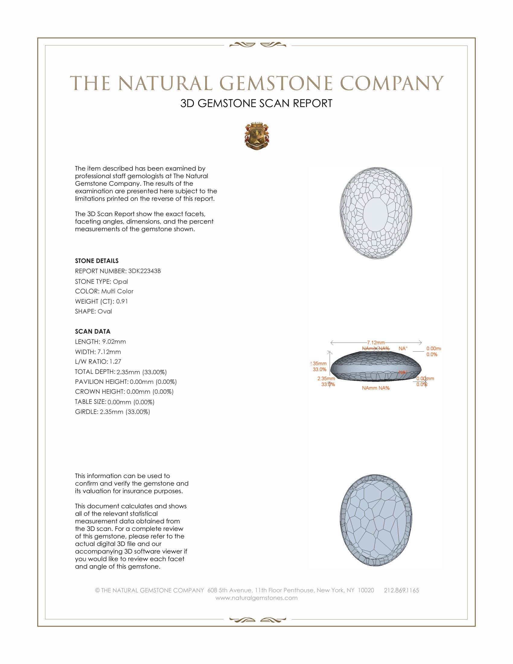 0.91 Ct. Cabochon Semi-Black Opal from Australia