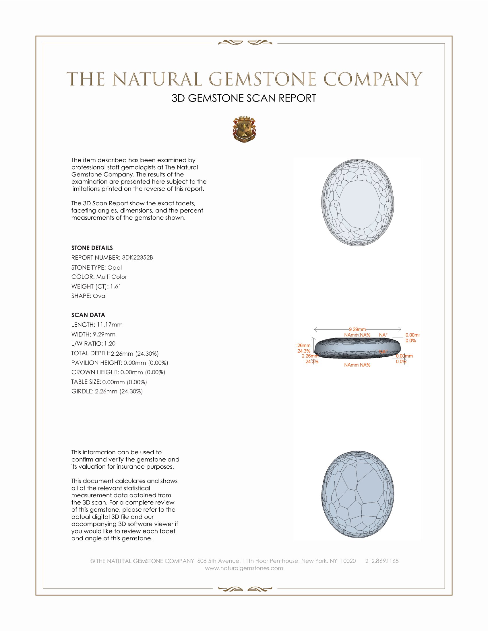 1.61 Ct. White Opal from Australia