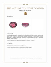 1.03 Ct. Purplish Red Rhodolite Garnet from Ceylon (Sri Lanka) Appraisal