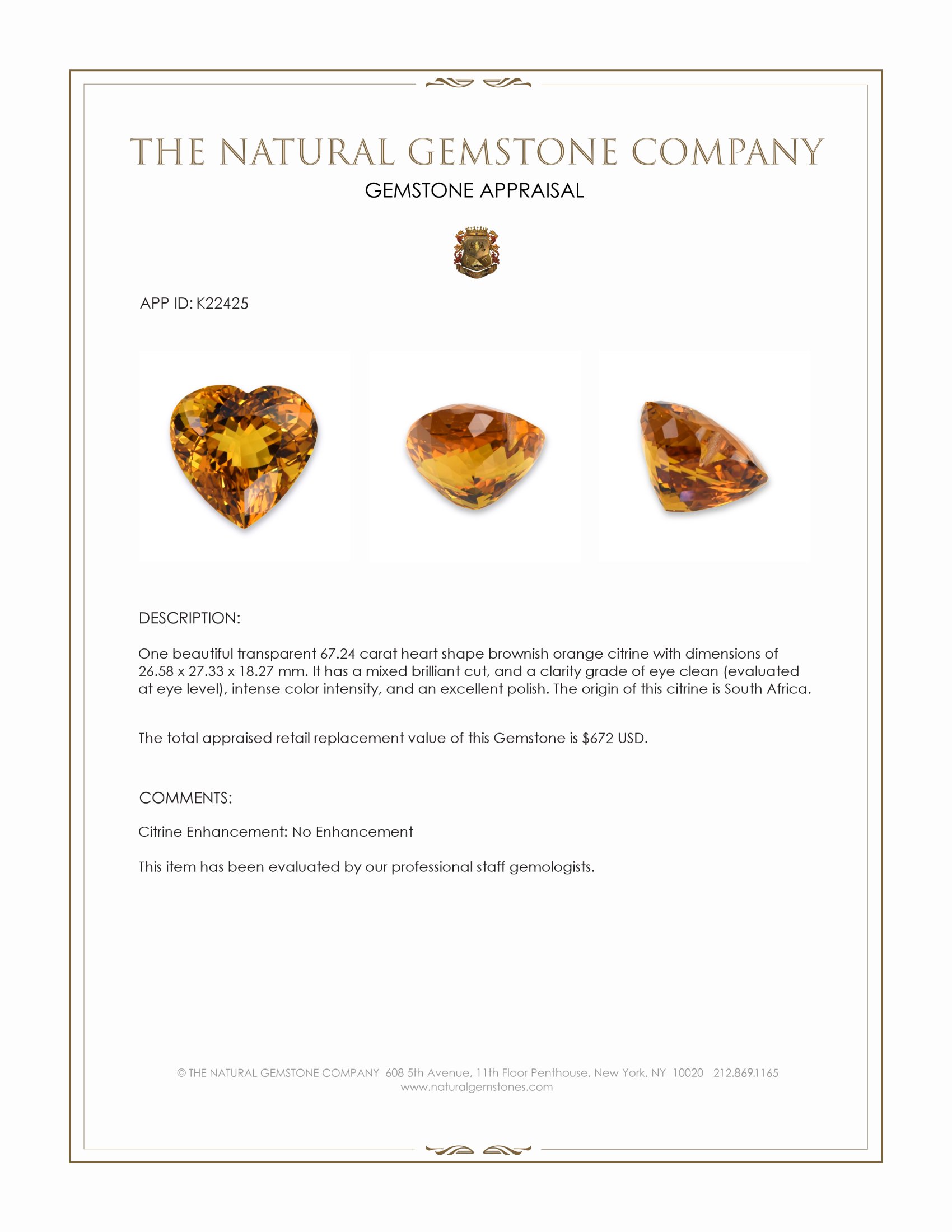 67.24 Ct. Citrine from South Africa