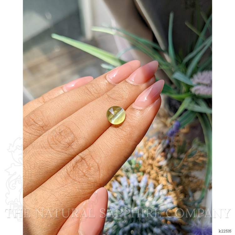 3.01 Ct. Yellowish Green Cabochon Chrysoberyl from Ceylon (Sri Lanka)