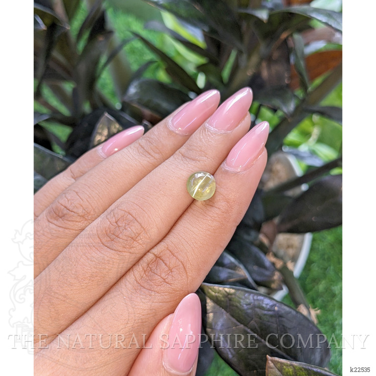 3.01 Ct. Yellowish Green Cabochon Chrysoberyl from Ceylon (Sri Lanka)