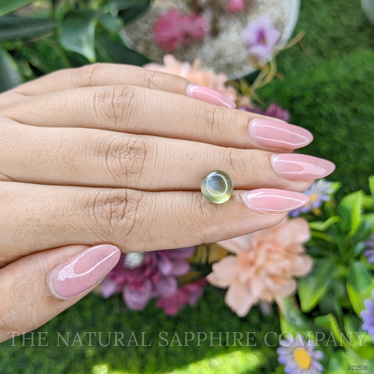 4.01 Ct. Yellowish Green Cabochon Chrysoberyl from Ceylon (Sri Lanka)