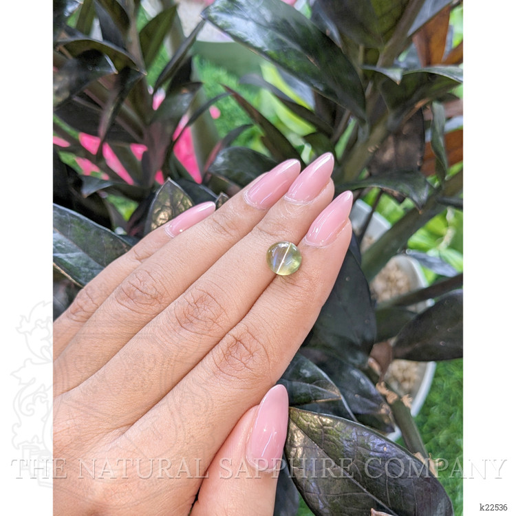 4.01 Ct. Yellowish Green Cabochon Chrysoberyl from Ceylon (Sri Lanka)