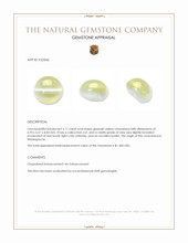 2.11 Ct. Greenish Yellow Cabochon Chrysoberyl from Madagascar Appraisal