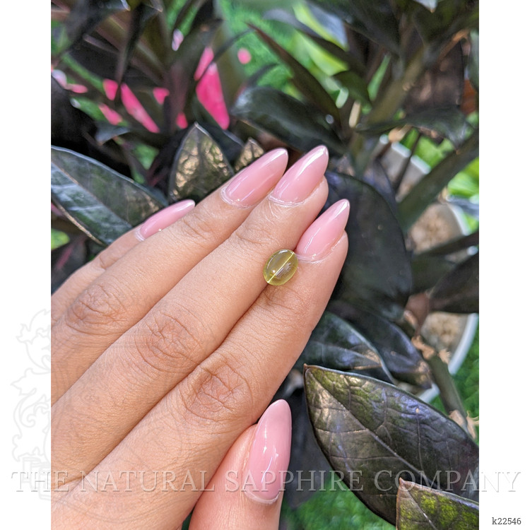 2.18 Ct. Greenish Yellow Cabochon Chrysoberyl from Ceylon (Sri Lanka)