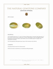 2.14 Ct. Yellowish Green Cabochon Chrysoberyl from Tanzania Appraisal