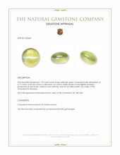 1.93 Ct. Yellowish Green Cabochon Chrysoberyl from Tanzania Appraisal