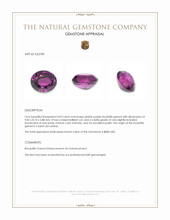 4.03 Ct. Pinkish Purple Rhodolite Garnet from Ceylon (Sri Lanka) Appraisal