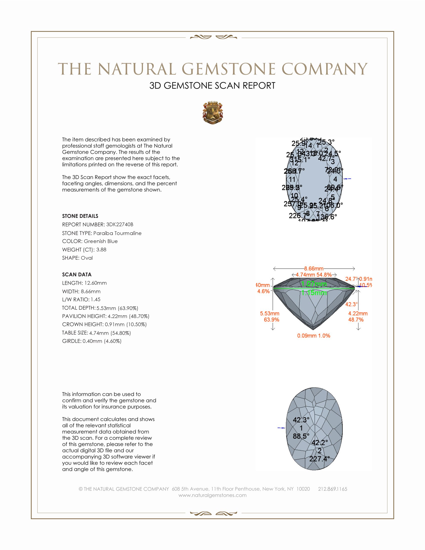 3.88 Ct. Paraiba Tourmaline from Brazil