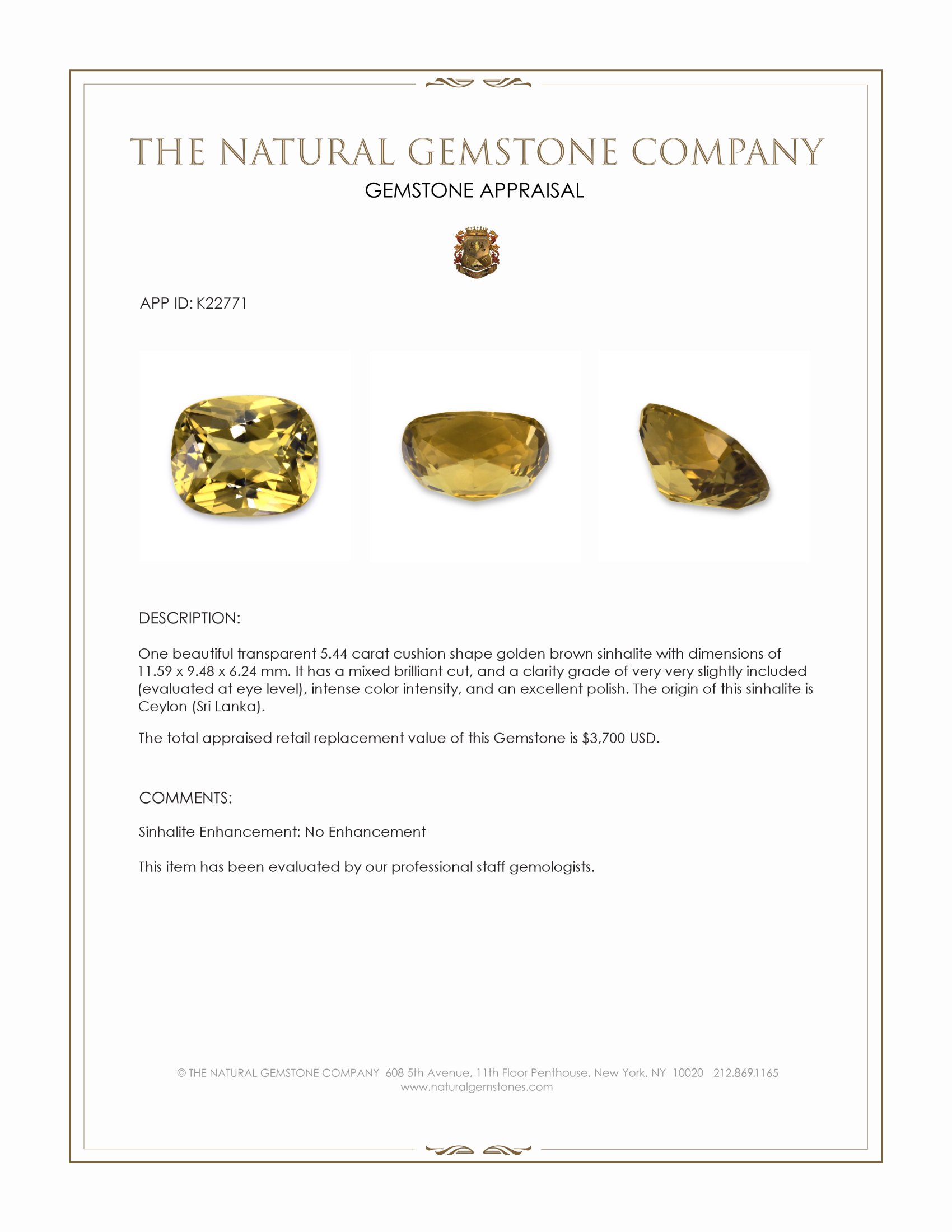 5.44 Ct. Sinhalite from Ceylon (Sri Lanka)