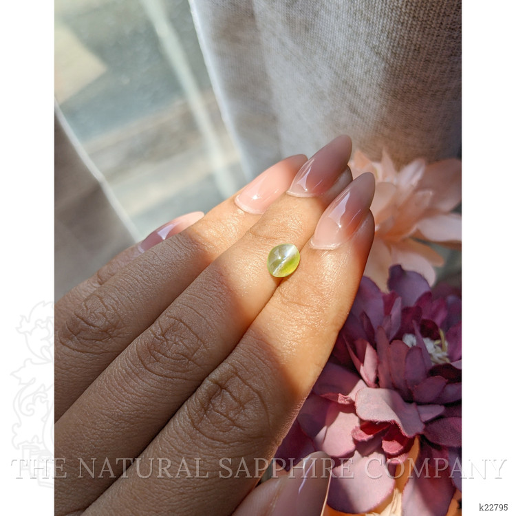 1.67 Ct. Yellowish Green Cabochon Chrysoberyl from Ceylon (Sri Lanka)