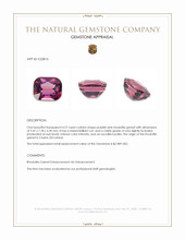4.27 Ct. Purplish Pink Rhodolite Garnet from Ceylon (Sri Lanka) Appraisal