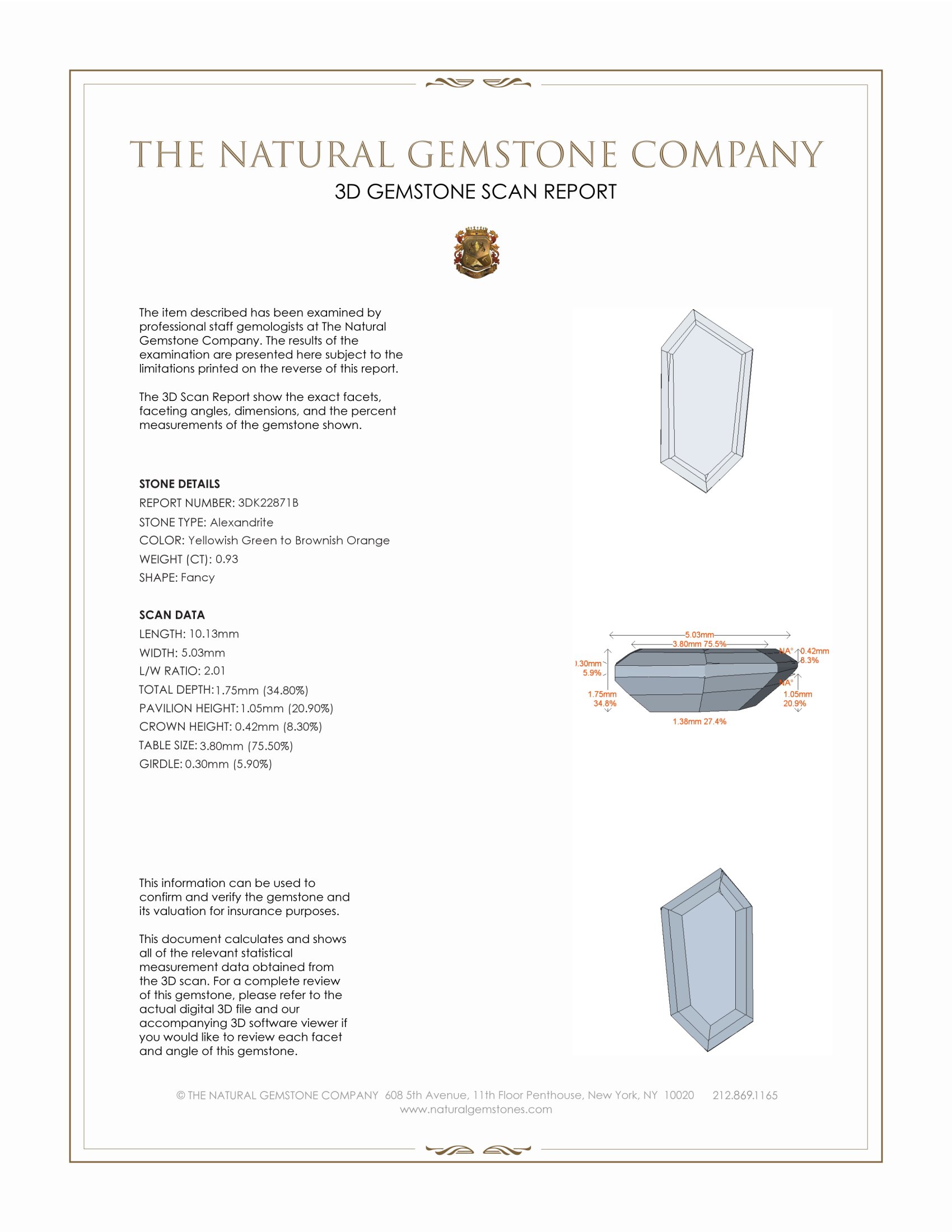 0.93 Ct. Alexandrite from Ceylon (Sri Lanka)