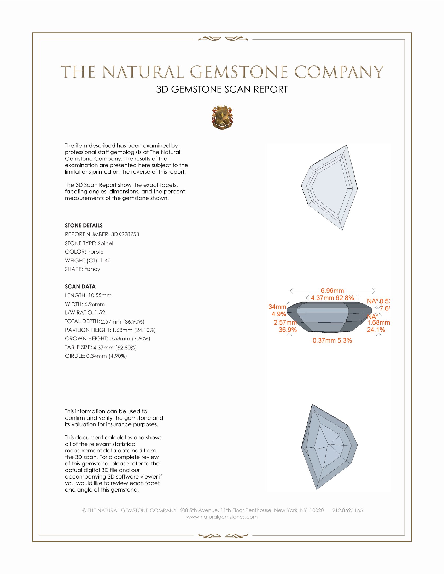 1.40 Ct. Purple Spinel from Ceylon (Sri Lanka)