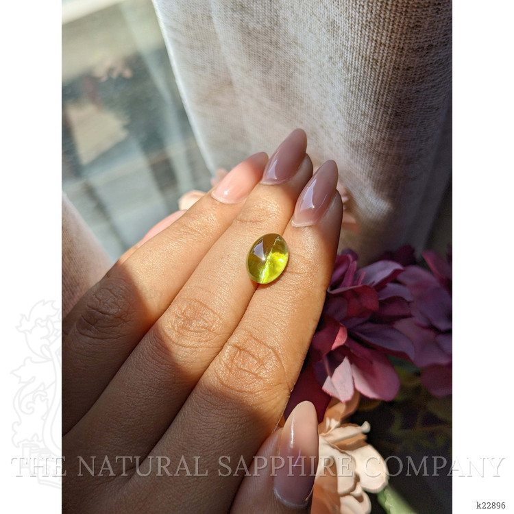 7.16 Ct. Yellowish Green Cabochon Chrysoberyl from Ceylon (Sri Lanka)