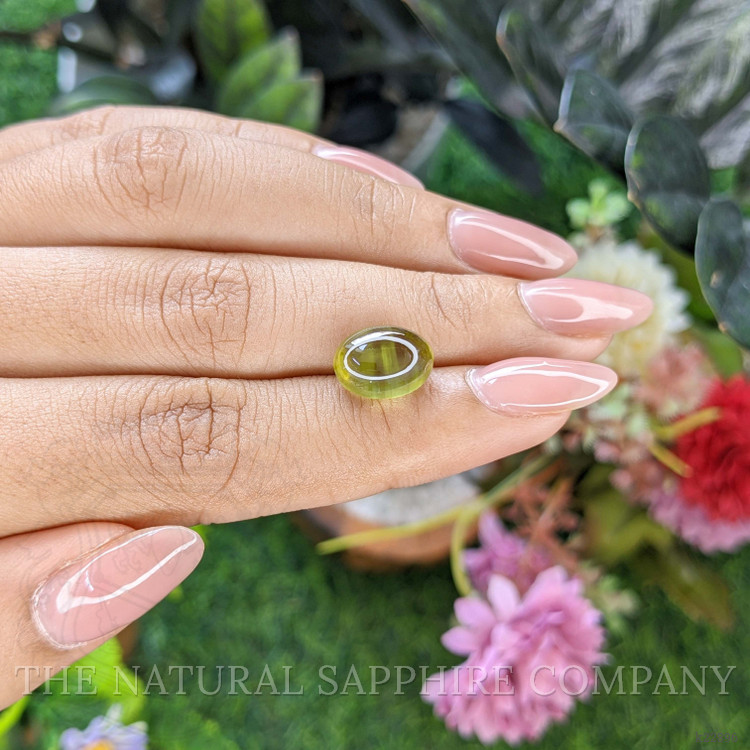 7.16 Ct. Yellowish Green Cabochon Chrysoberyl from Ceylon (Sri Lanka)