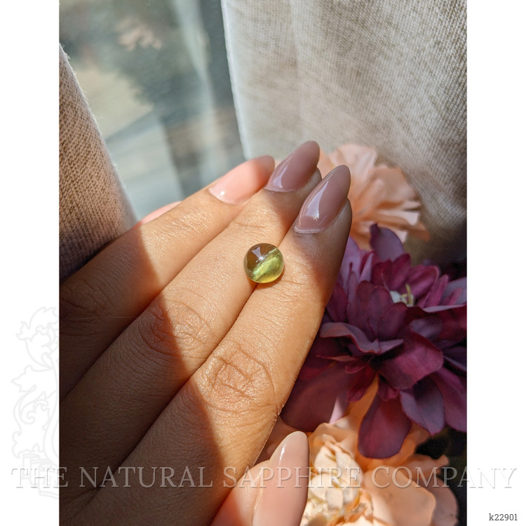 4.32 Ct. Yellowish Green Cabochon Chrysoberyl from Ceylon (Sri Lanka)