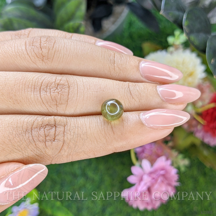 4.32 Ct. Yellowish Green Cabochon Chrysoberyl from Ceylon (Sri Lanka)