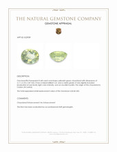 0.48 Ct. Yellowish Green Chrysoberyl from Ceylon (Sri Lanka) Appraisal