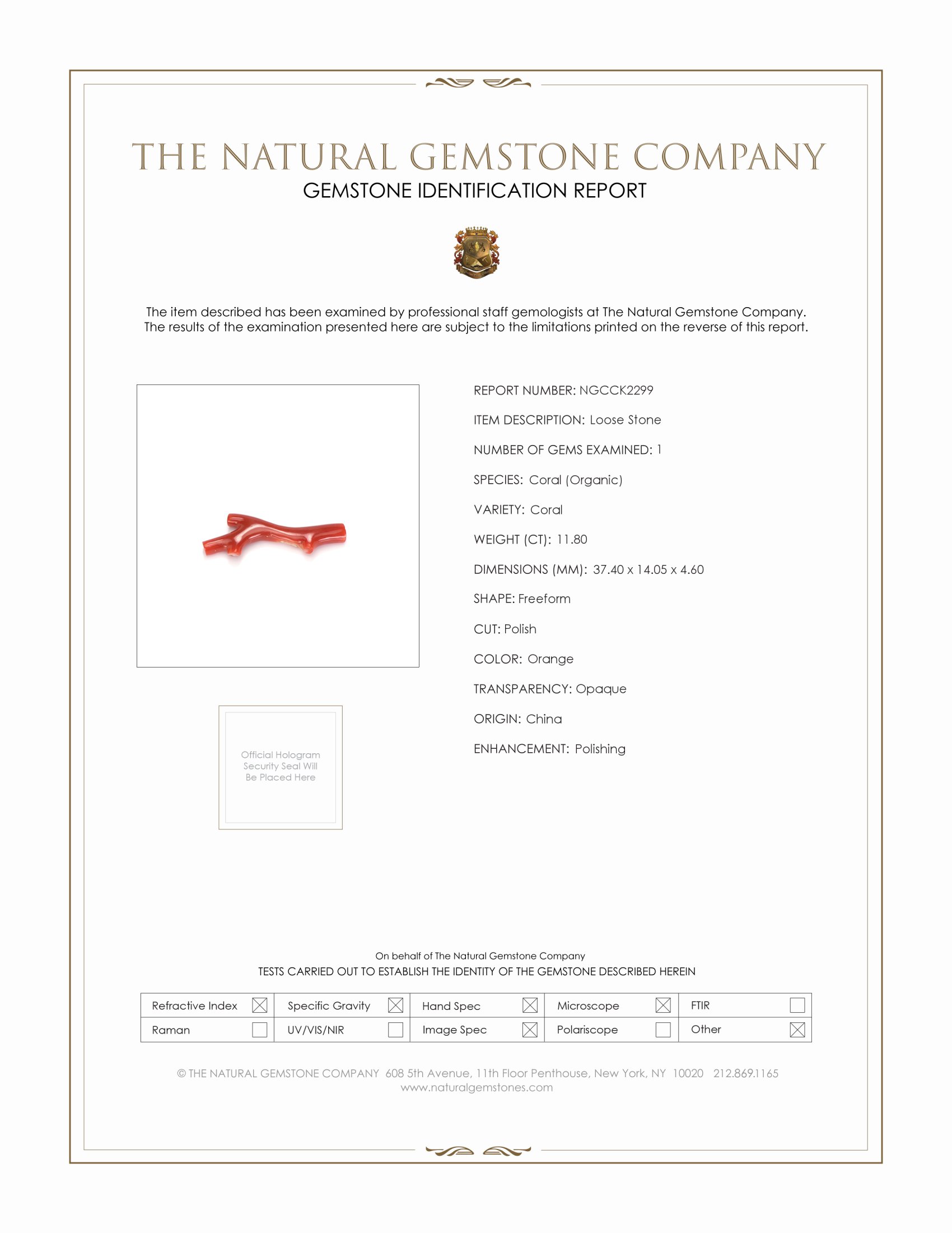 11.80 Ct. Coral from China