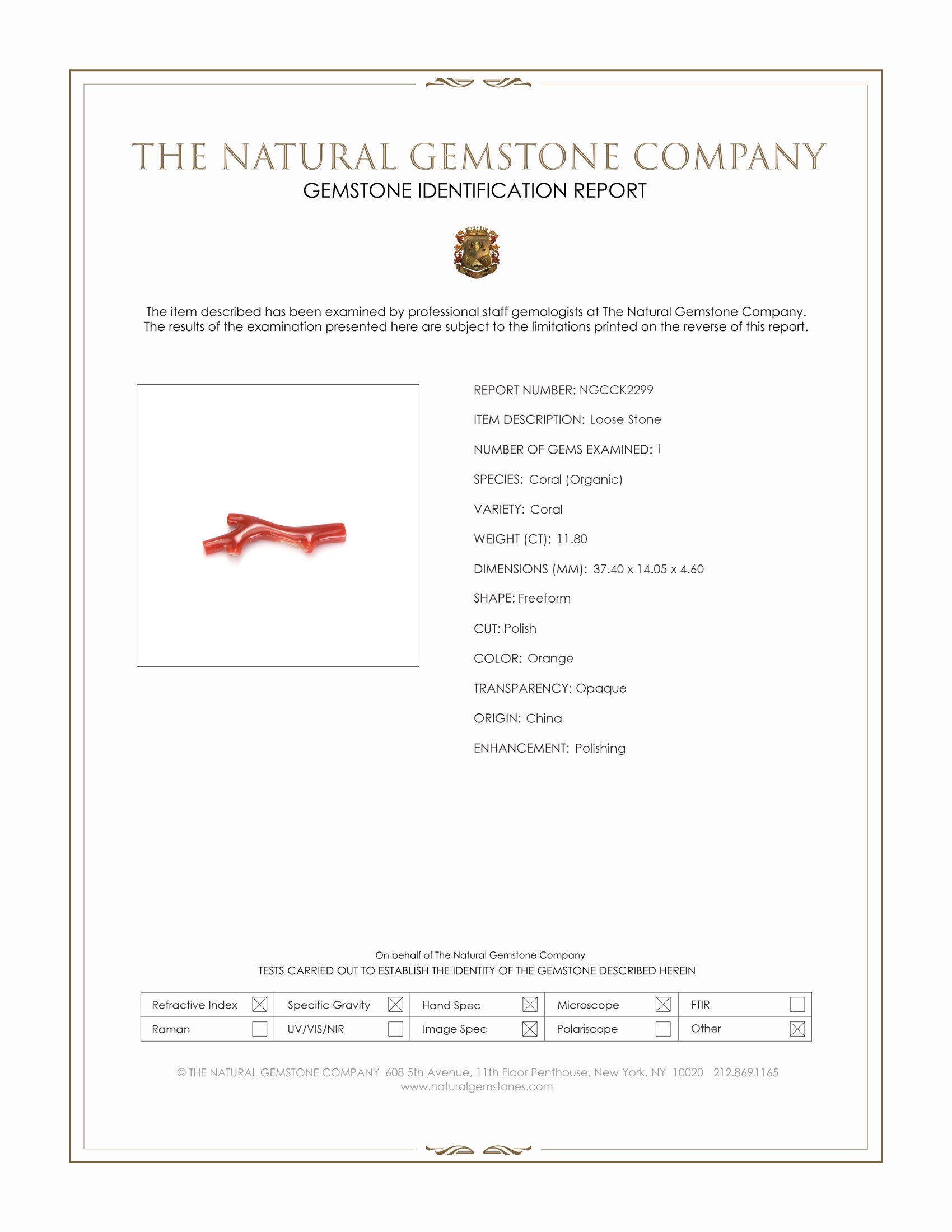 11.80 Ct. Coral from China