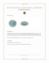7.48 Ct. Bluish Green Cabochon Jade from Burma (Myanmar) Appraisal