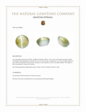 3.52 Ct. Greenish Yellow Cabochon Chrysoberyl from Ceylon (Sri Lanka) Appraisal