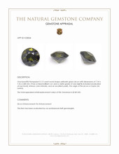 2.12 Ct. Yellowish Green Zircon from Ceylon (Sri Lanka) Appraisal