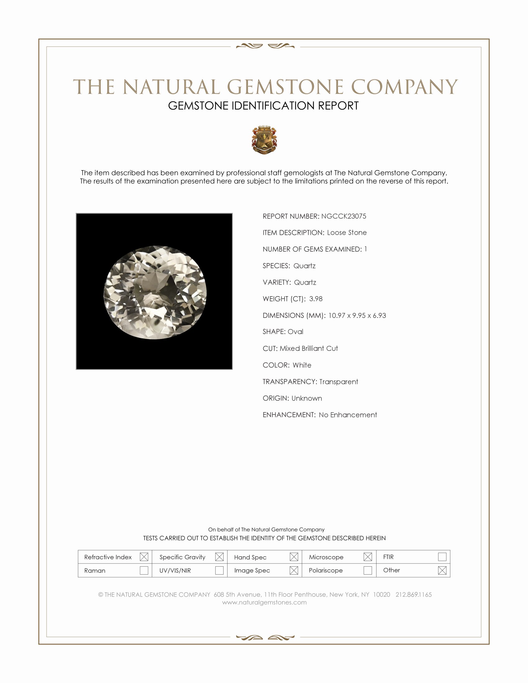 3.98 Ct. White Quartz