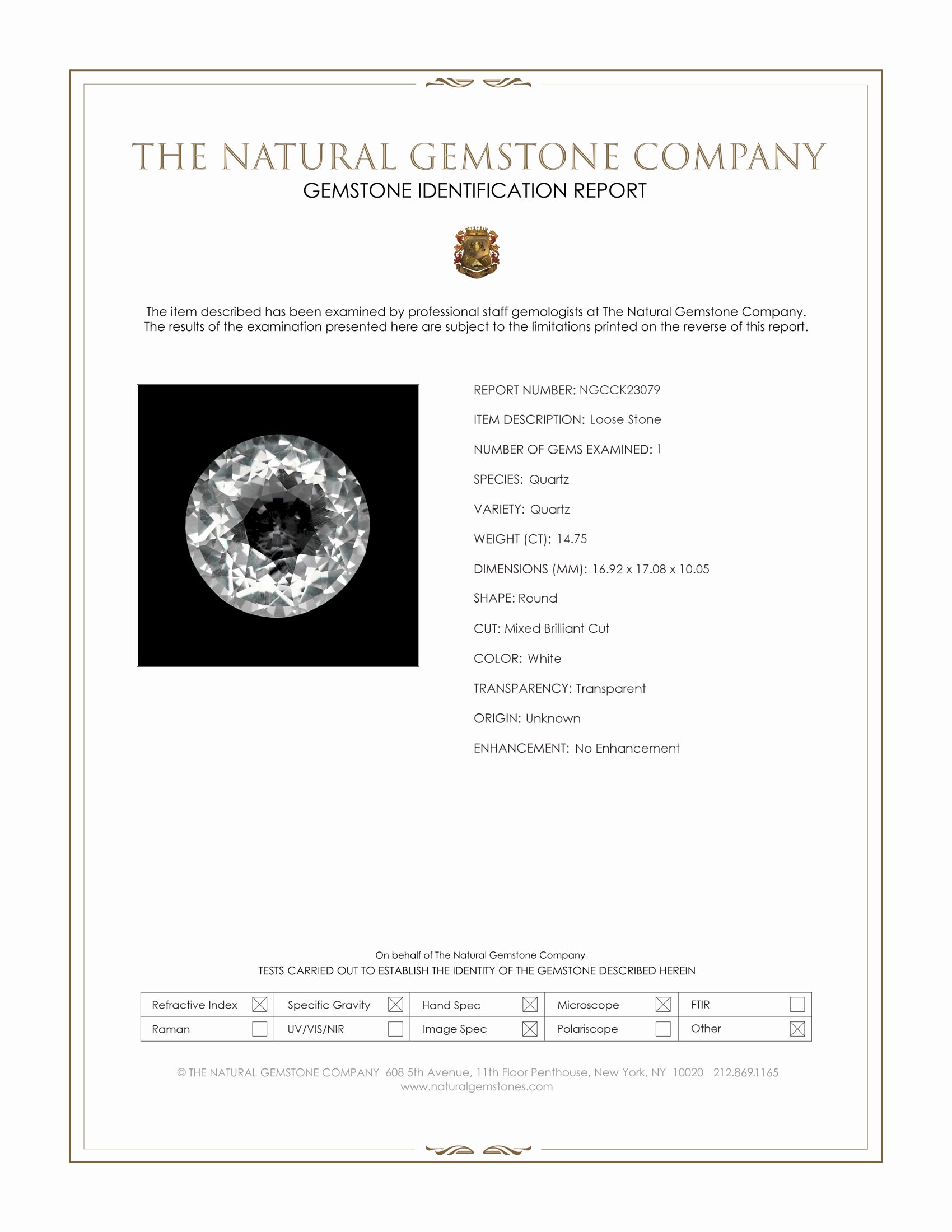 14.75 Ct. White Quartz
