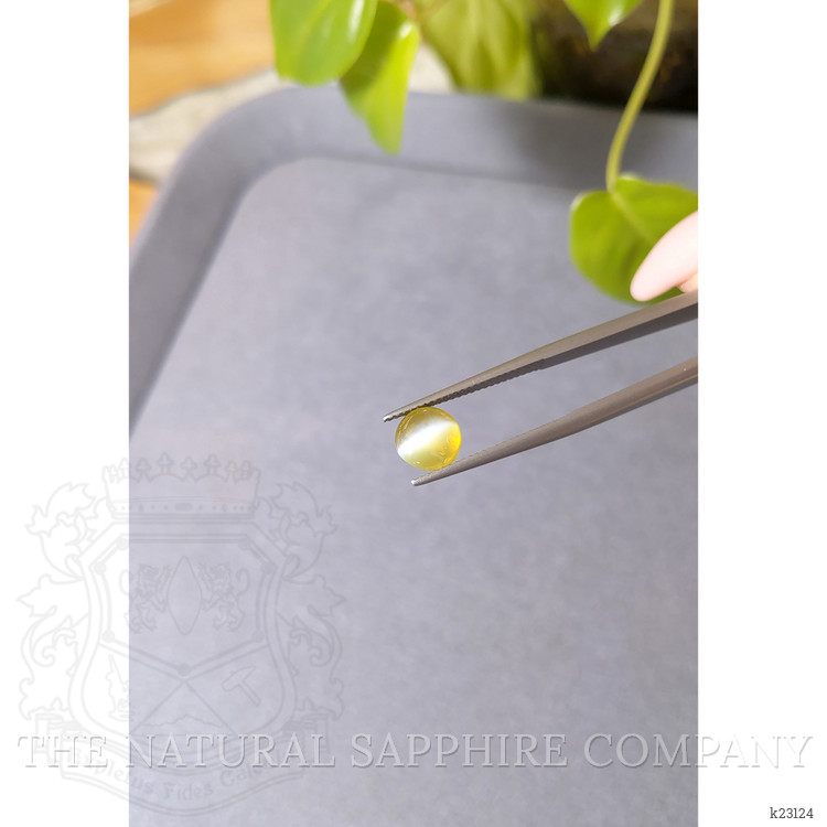 3.05 Ct. Greenish Yellow Cabochon Chrysoberyl from Ceylon (Sri Lanka)
