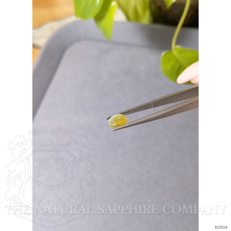 3.05 Ct. Greenish Yellow Cabochon Chrysoberyl from Ceylon (Sri Lanka)