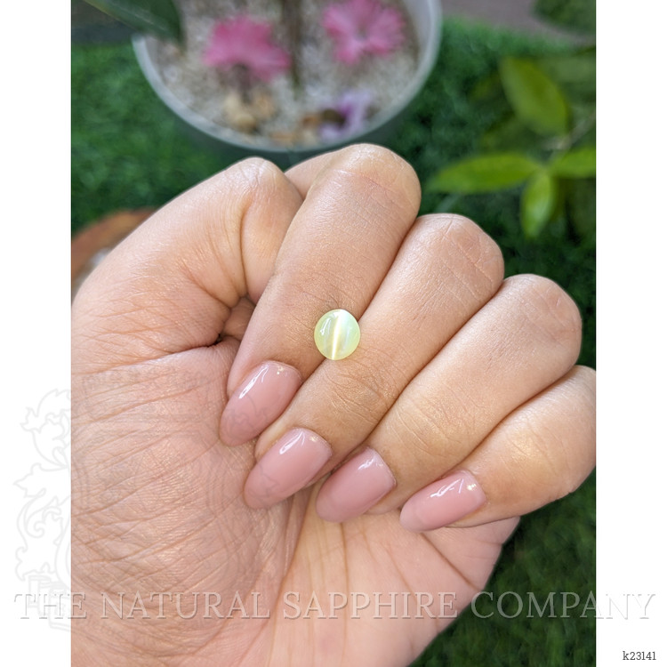 2.19 Ct. Greenish Yellow Cabochon Chrysoberyl from Ceylon (Sri Lanka)