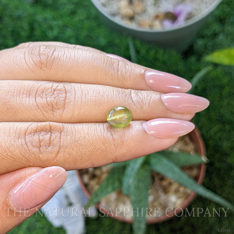 2.87 Ct. Yellowish Green Cabochon Chrysoberyl from Ceylon (Sri Lanka)