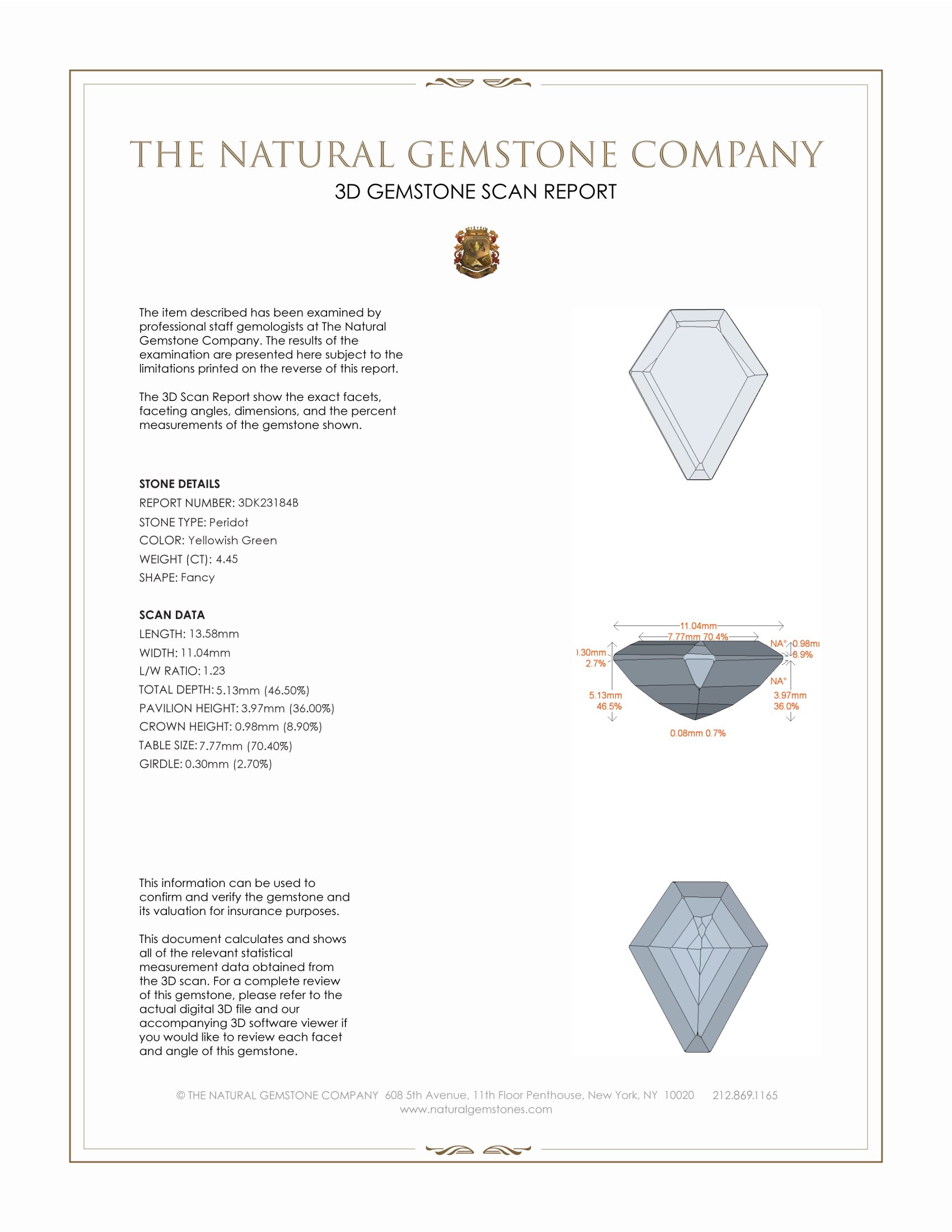 4.45 Ct. Yellowish Green Peridot from Burma (Myanmar)