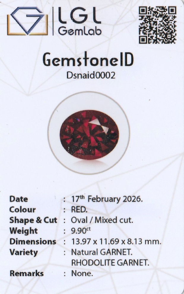 9.92 Ct. Rhodolite Garnet from Ceylon (Sri Lanka)