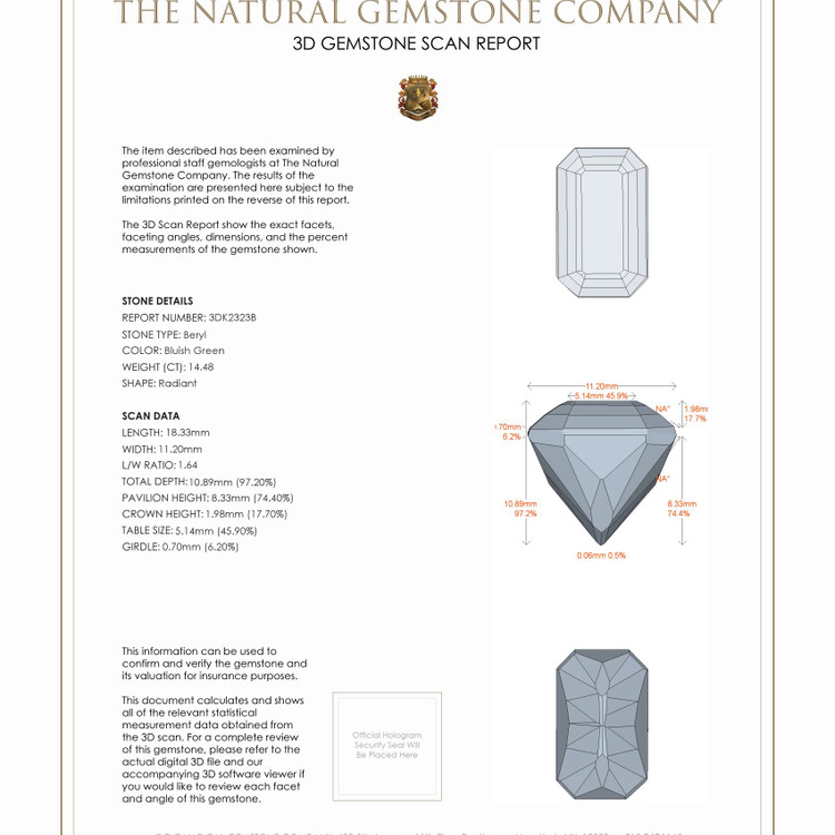 14.48 Ct. Beryl from Brazil