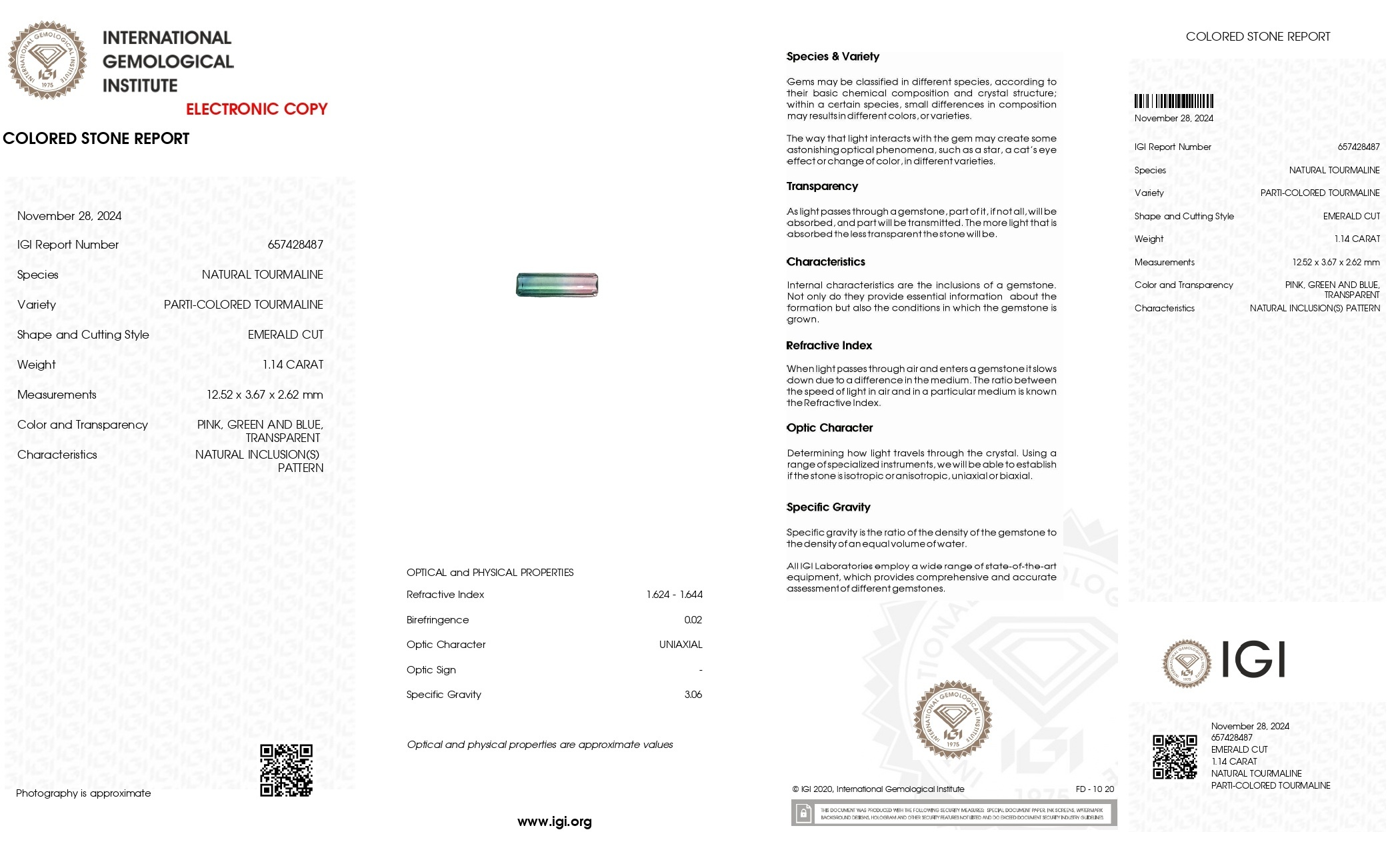 1.14 Ct. Tourmaline from Mozambique