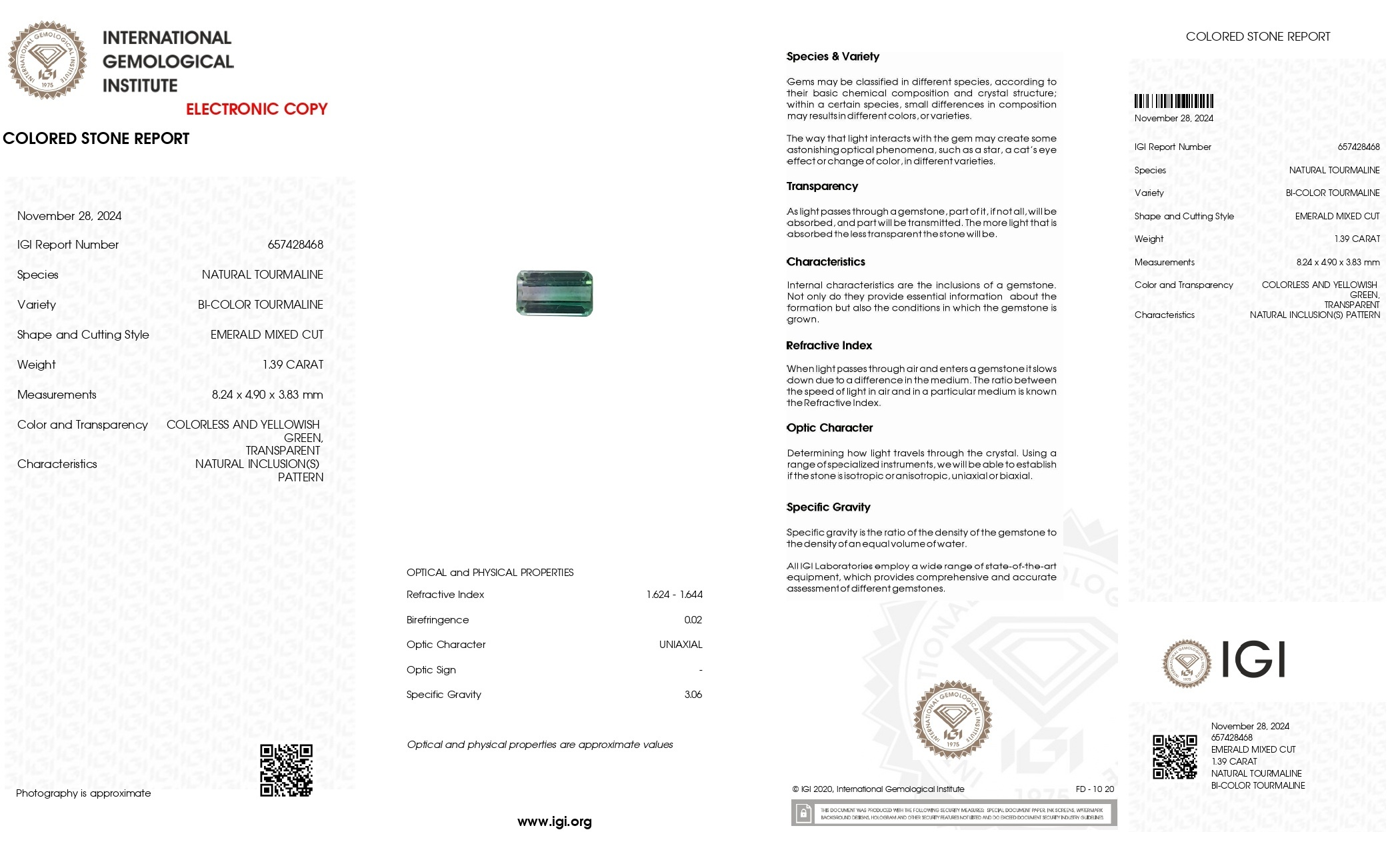 1.39 Ct. Tourmaline from Mozambique