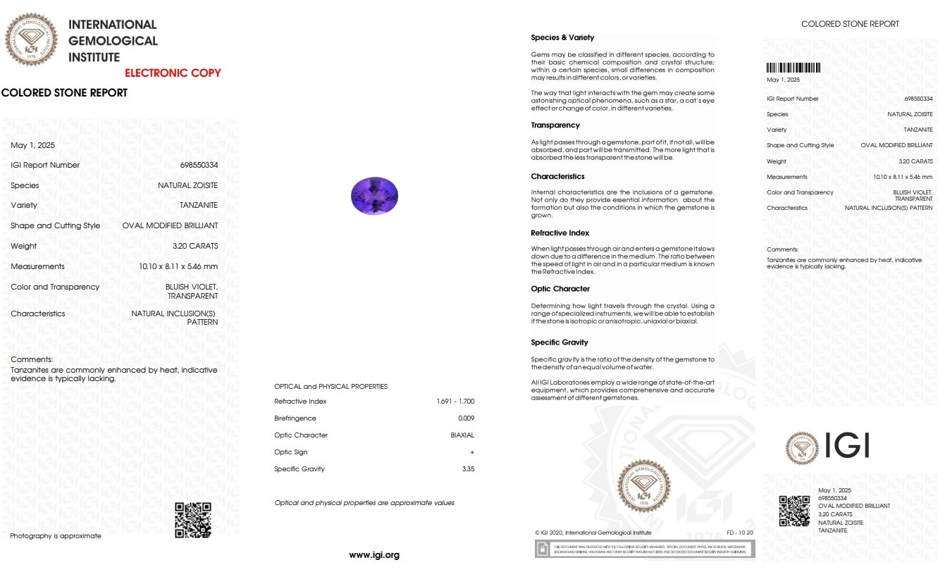 3.20 Ct. Tanzanite from Tanzania