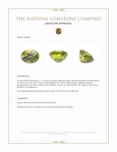 1.75 Ct. Yellowish Green Sphene (Titanite) from Madagascar Appraisal